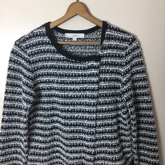 [LOFT] Large Black & White Stripe Asymmetrical Jacket - Picture 2 of 10